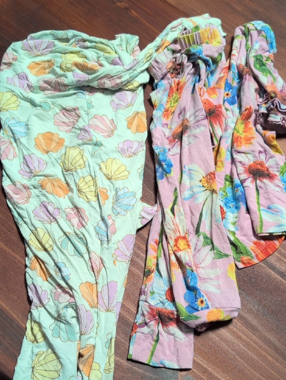 Kids Floral Shell-Print Pajamas - Mint & Pink
